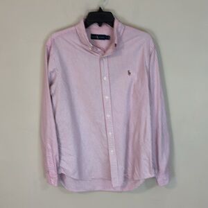 Ralph Lauren Red Stripe Button Down Shirt with Multicolored Pony Large